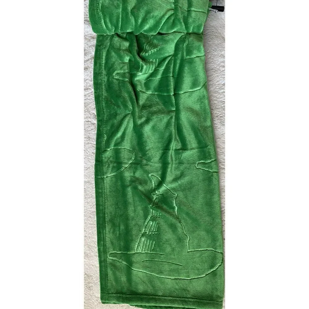 WICKED Elphaba Hats On It Embossed Emerald Green Soft Throw Blanket 50 X 70” NEW